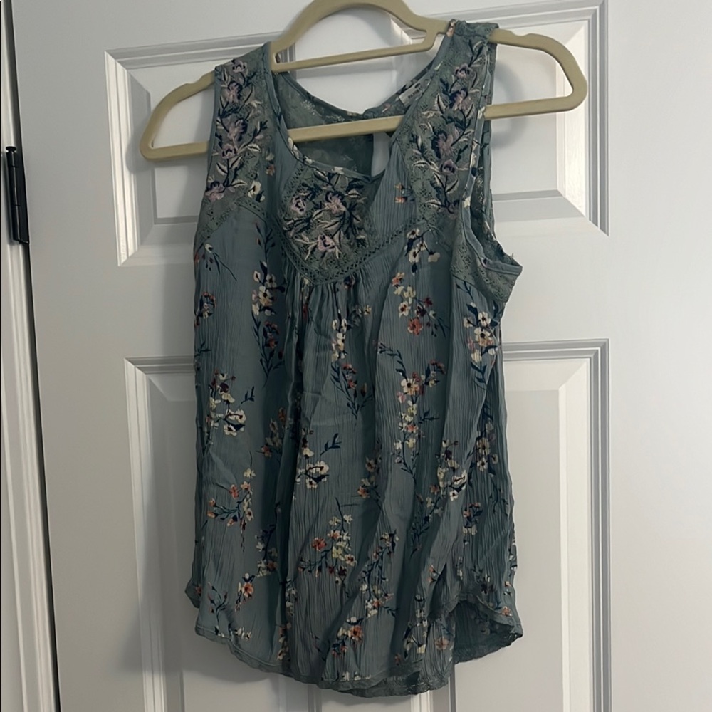 Floral Sleeveless Top - Green